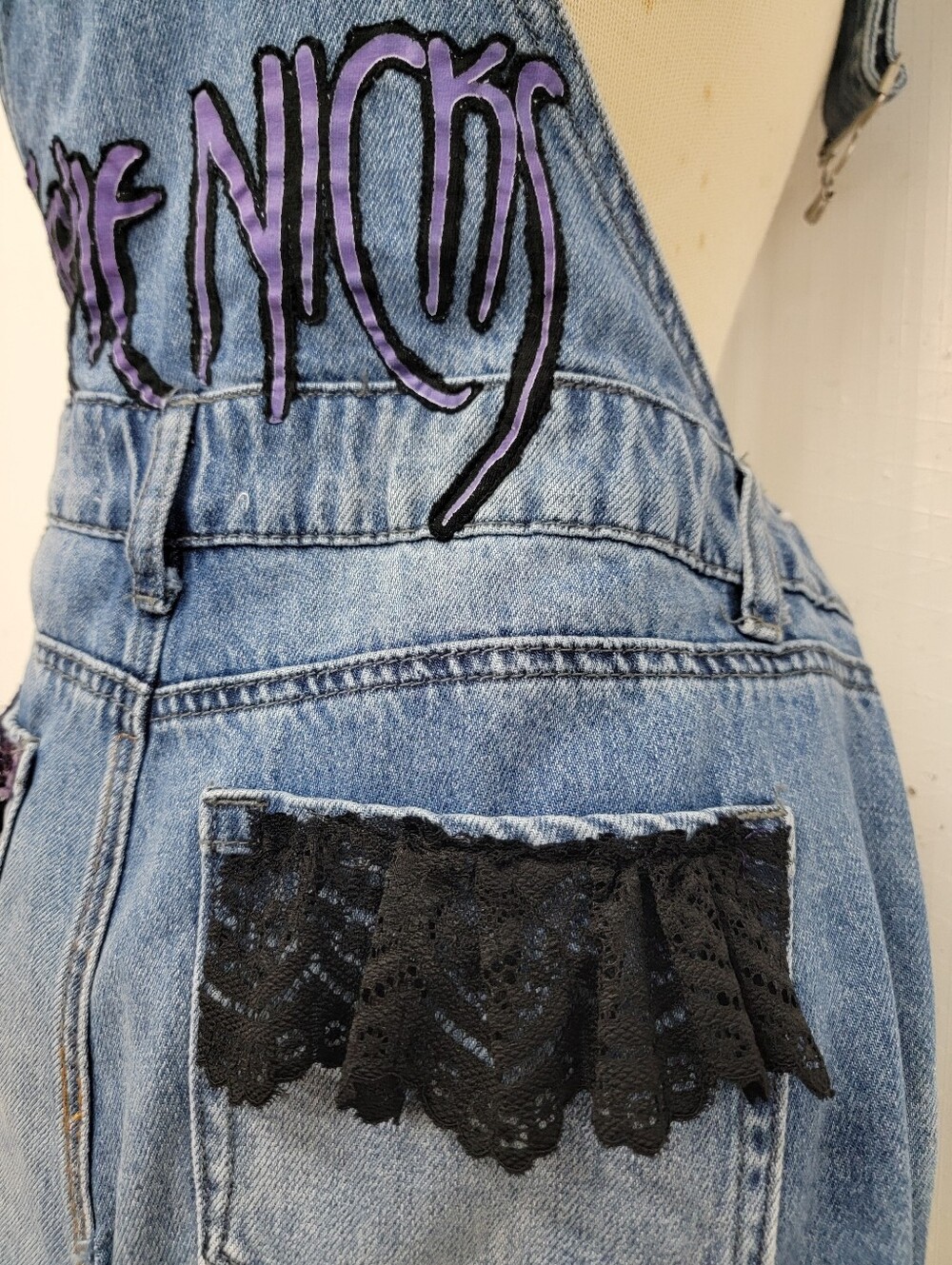 Stevie Nicks Overalls Maxi Dress - Cottage Vamp - Upcycled - Picture 10 of 14